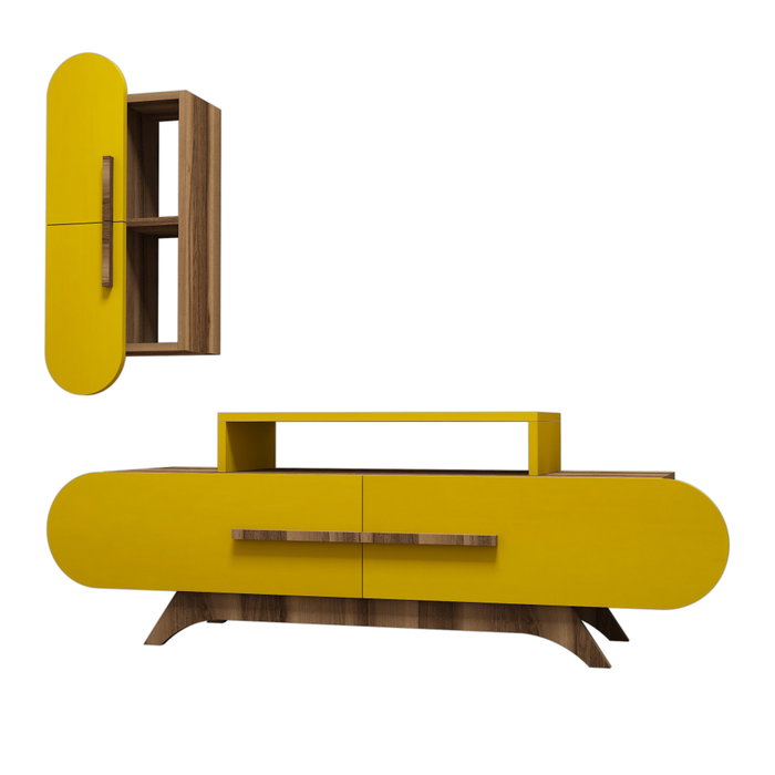 Hanah Home Mueble de TV Rose S - Walnut, Yellow Hanah Home Mueble de TV Rose S - Walnut, Yellow